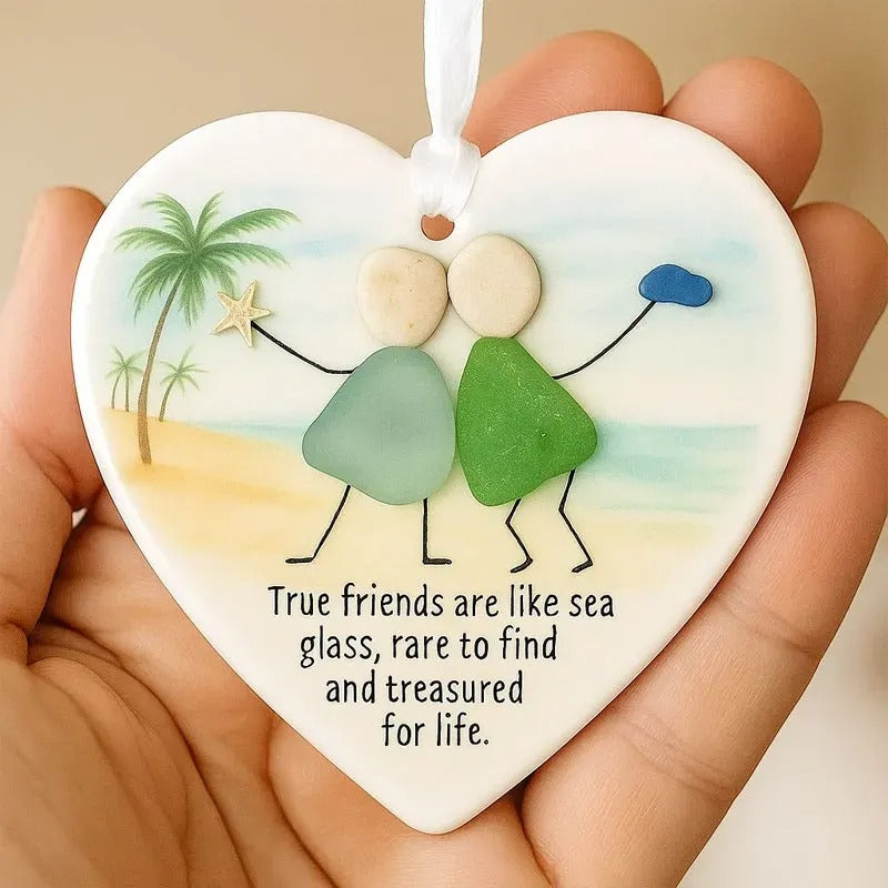 Heart-Shape Acrylic Sea Glass Friendship Decor
