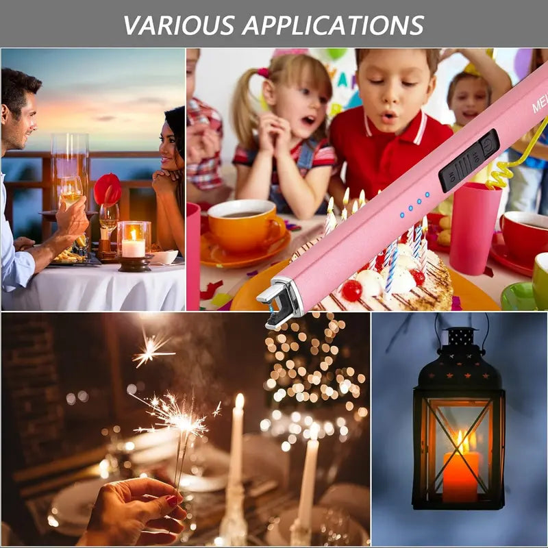 Electric Candle Lighter, Christmas Stocking Stuffers Gifts for Women Mom Men Wife Sister, USB Arc Rechargeable Windproof Long Lighter for Candle BBQ Housewarming Birthday Gifts Idals