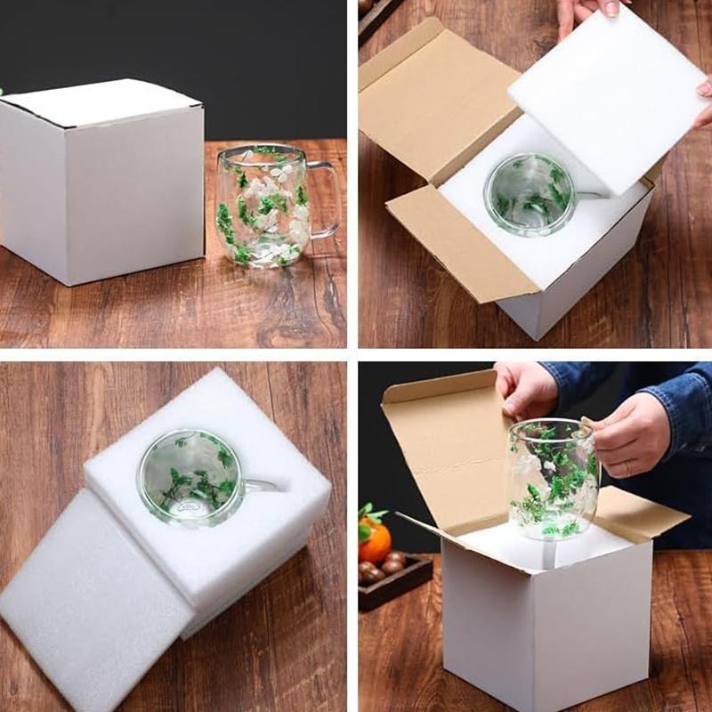 Transparent Double Glass Flower Tea Cup