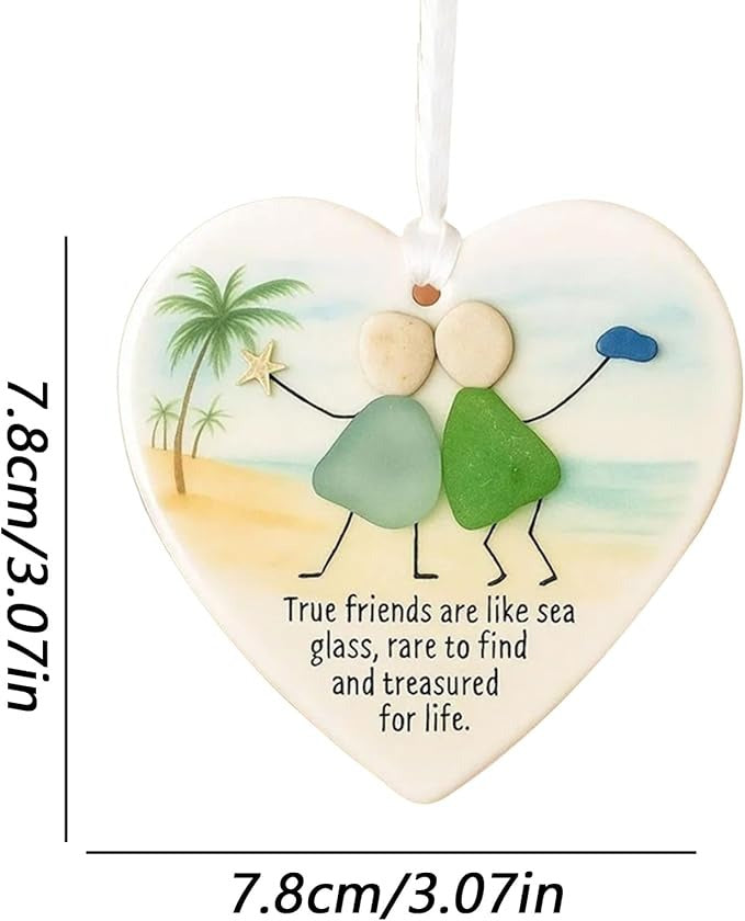 Heart-Shape Acrylic Sea Glass Friendship Decor