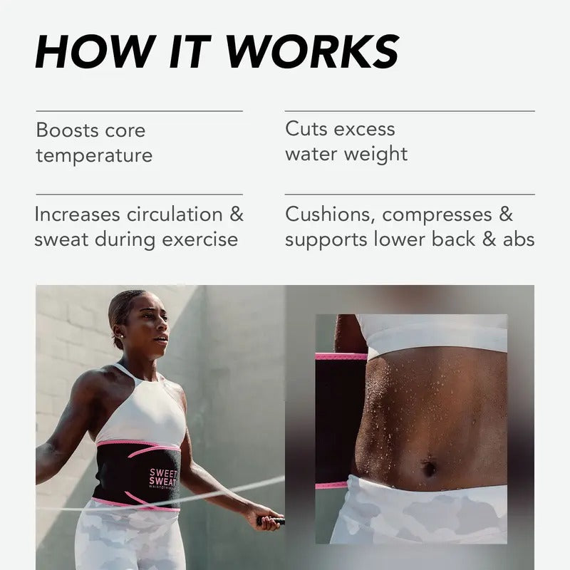 Sweat Band Waist Trainer Belt for High Intensity Training and Gym Workouts