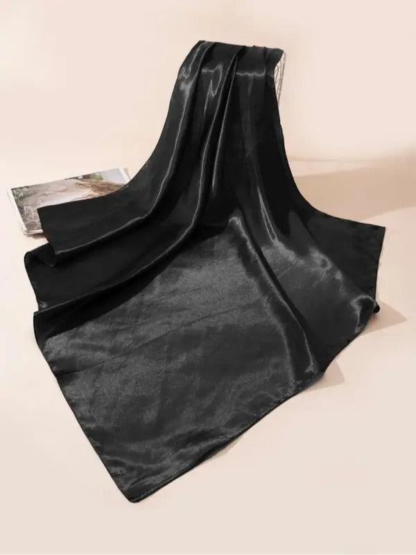 Women's Solid Color Satin Scarf, Fashionable Soft Scarf for Daily Wear, Casual Versatile Accessories for Women & Girls
