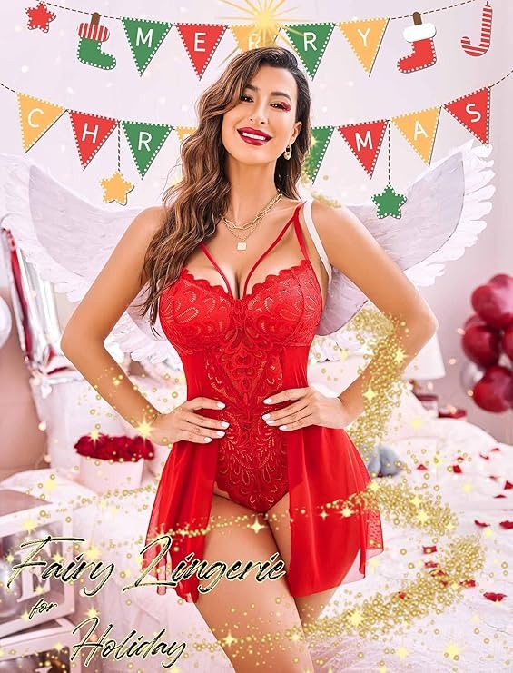Womens Lace Bodysuit Teddy Chemise Sexy Nighty Mesh Sleepwear-BUY 1 GET 1 FREE