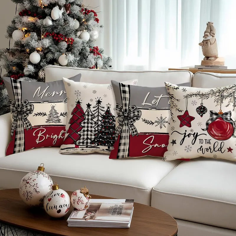 4pcs Merry Christmas Throw Pillow Cover