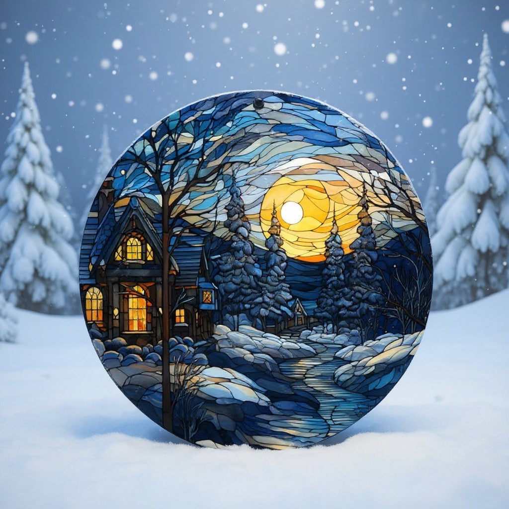 Winter Cabin Ornament, Christmas Decor Ornament