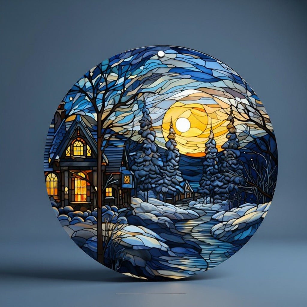 Winter Cabin Ornament, Christmas Decor Ornament