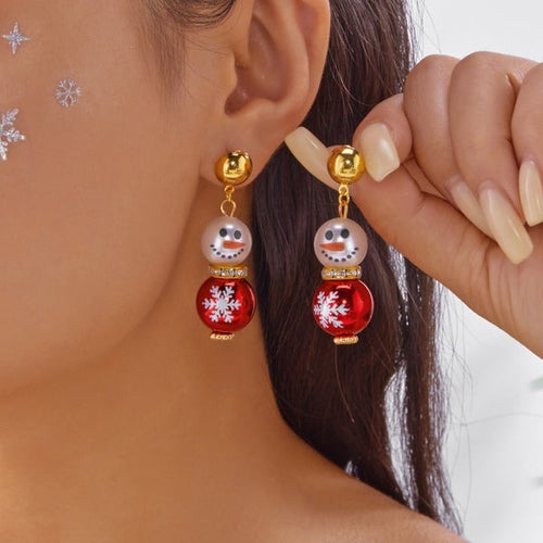 14K Gold-Plated Christmas Snowman Earrings
