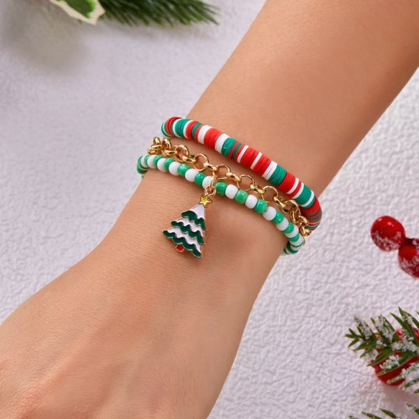 14K Gold-Plated Christmas Santa Claus Christmas Tree Snowflake Bracelets