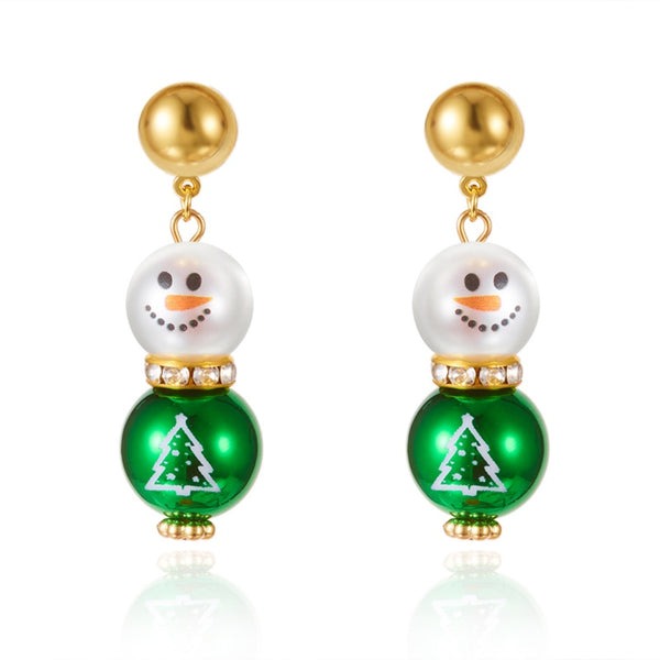14K Gold-Plated Christmas Snowman Earrings