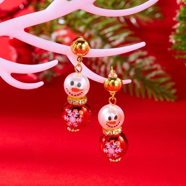14K Gold-Plated Christmas Snowman Earrings