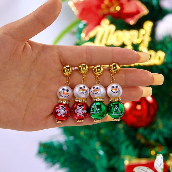 14K Gold-Plated Christmas Snowman Earrings