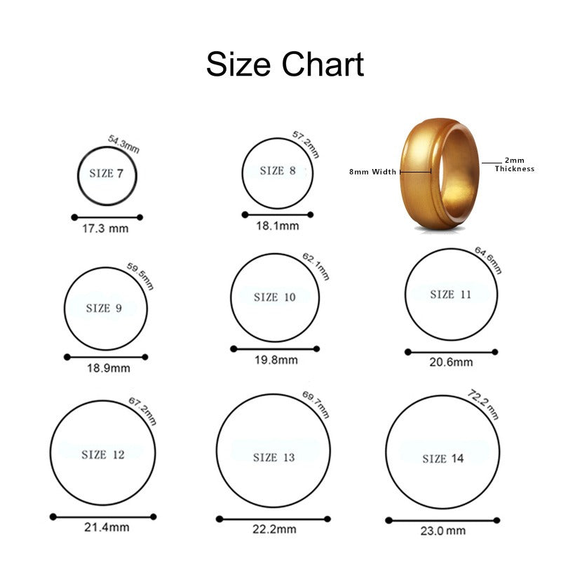 8mm Black Silicone Wedding Band | Unisex Rubber Activity Ring-5pcs