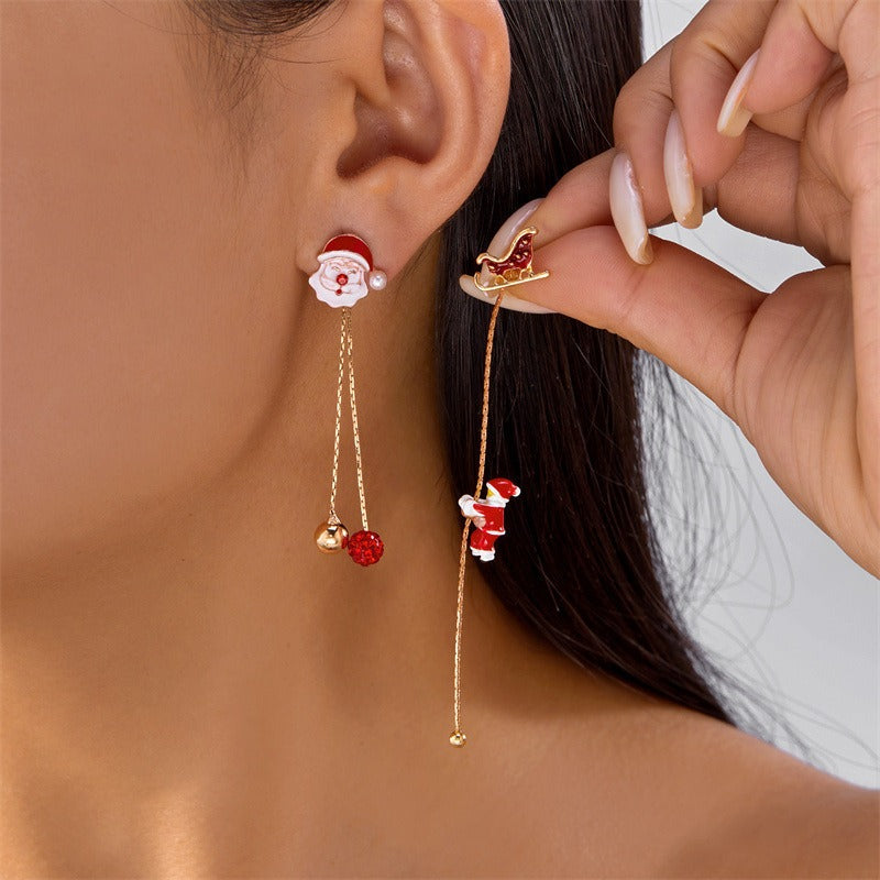 14K Gold Plated Christmas Santa Claus Tassel Earrings