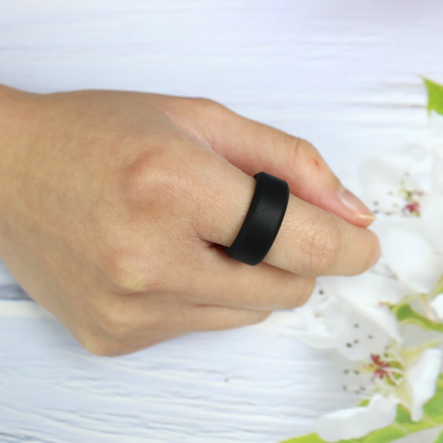 8mm Black Silicone Wedding Band | Unisex Rubber Activity Ring-5pcs