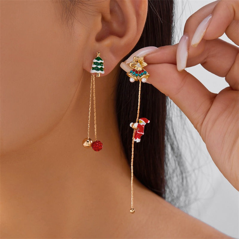 14K Gold Plated Christmas Santa Claus Tassel Earrings