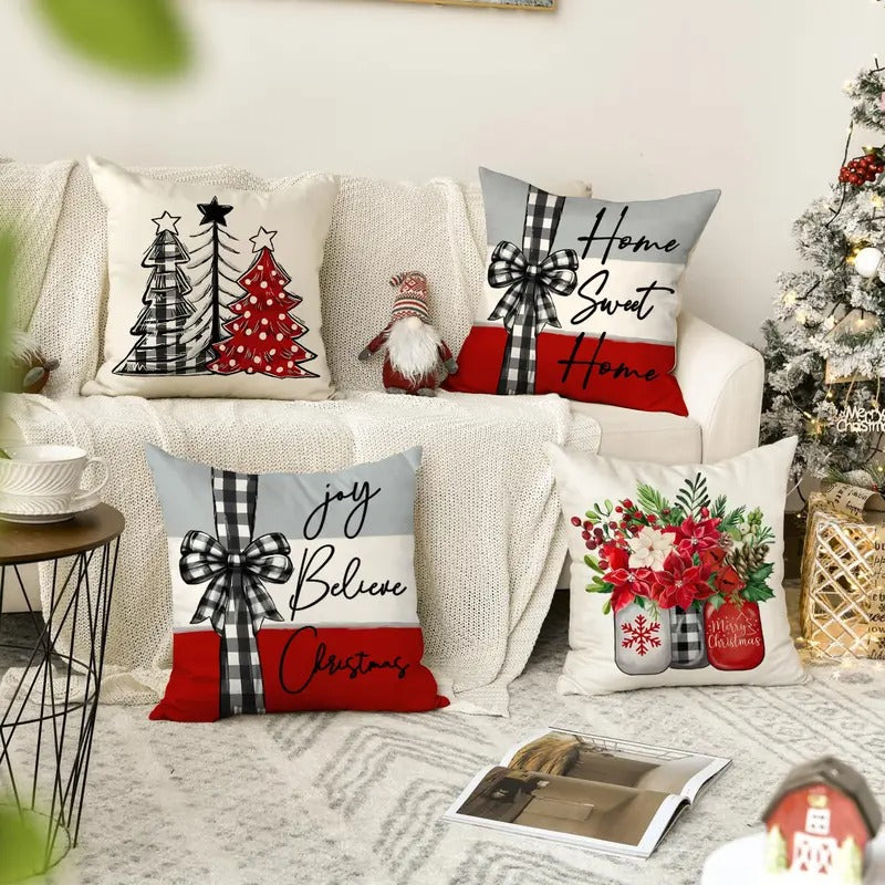 4pcs Merry Christmas Throw Pillow Cover