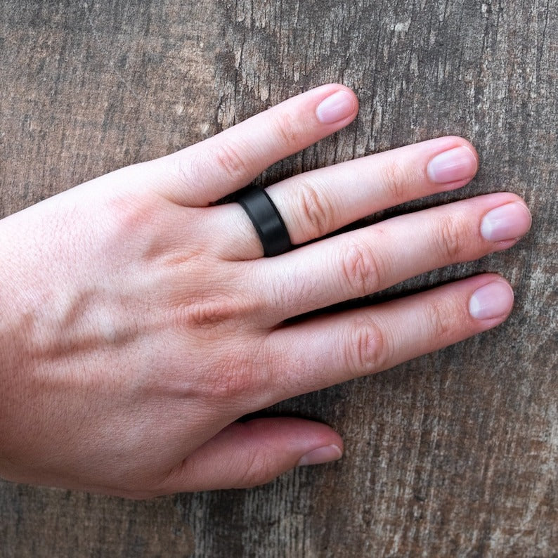 8mm Black Silicone Wedding Band | Unisex Rubber Activity Ring-5pcs