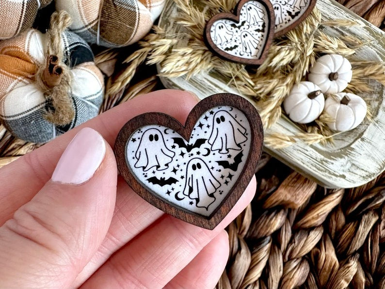Wood Framed Miniature Sign | Bat Hearts With Magnet-5pcs
