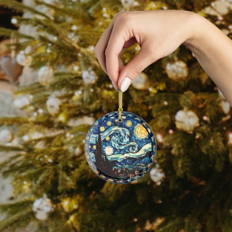 Stained Glass Starry Night Ornament, Van Gogh Keepsaket