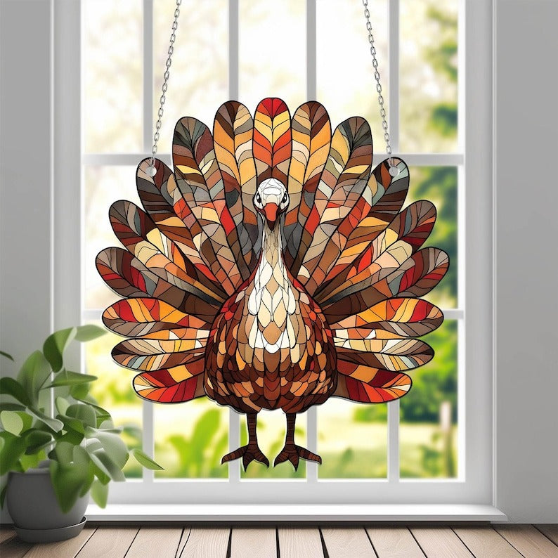Thanksgiving Turkey Acrylic Window Hanging: Fall Decor