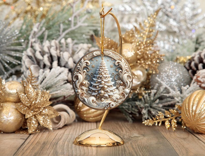Christmas Tree Ornament 2025, Elegant Holiday Keepsake