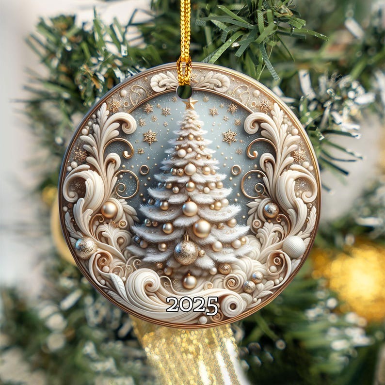 Christmas Tree Ornament 2025, Elegant Holiday Keepsake