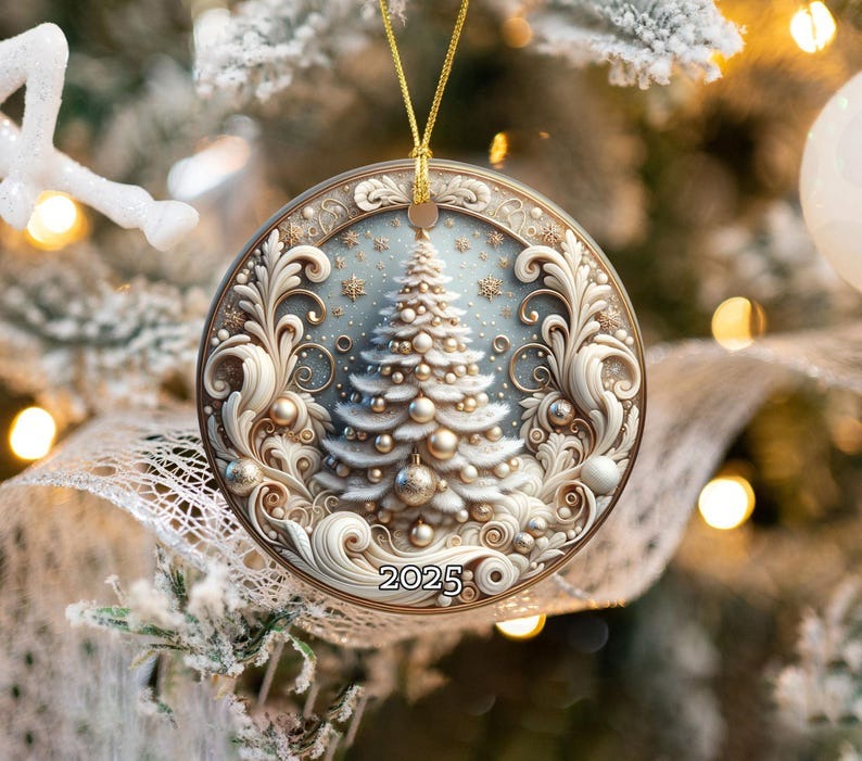 Christmas Tree Ornament 2025, Elegant Holiday Keepsake