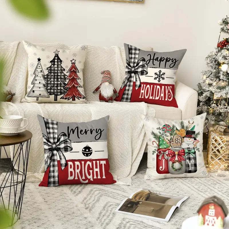 4pcs Merry Christmas Throw Pillow Cover