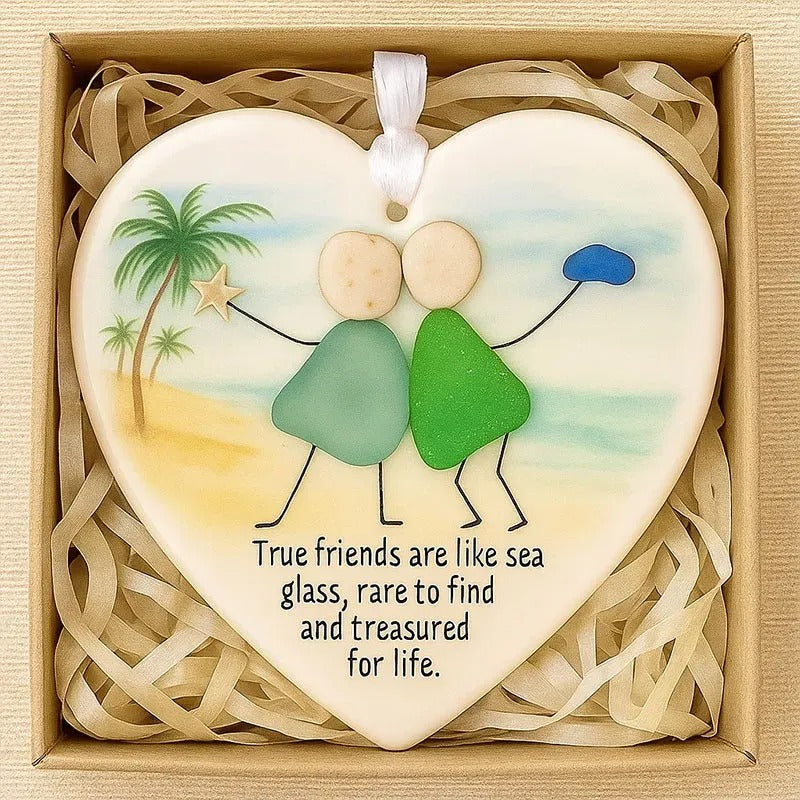 Heart-Shape Acrylic Sea Glass Friendship Decor