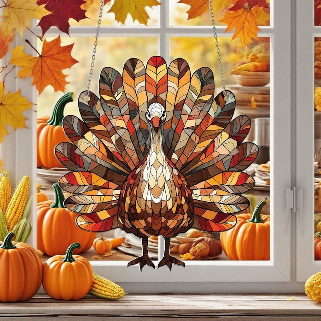 Thanksgiving Turkey Acrylic Window Hanging: Fall Decor