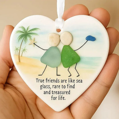 Heart-Shape Acrylic Sea Glass Friendship Decor