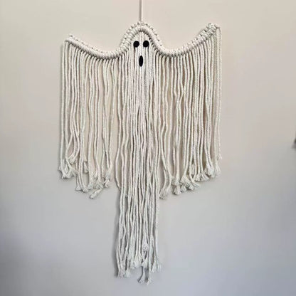 Halloween Macrame Ghost Spooky Wall Hanging for Gothic Deco
