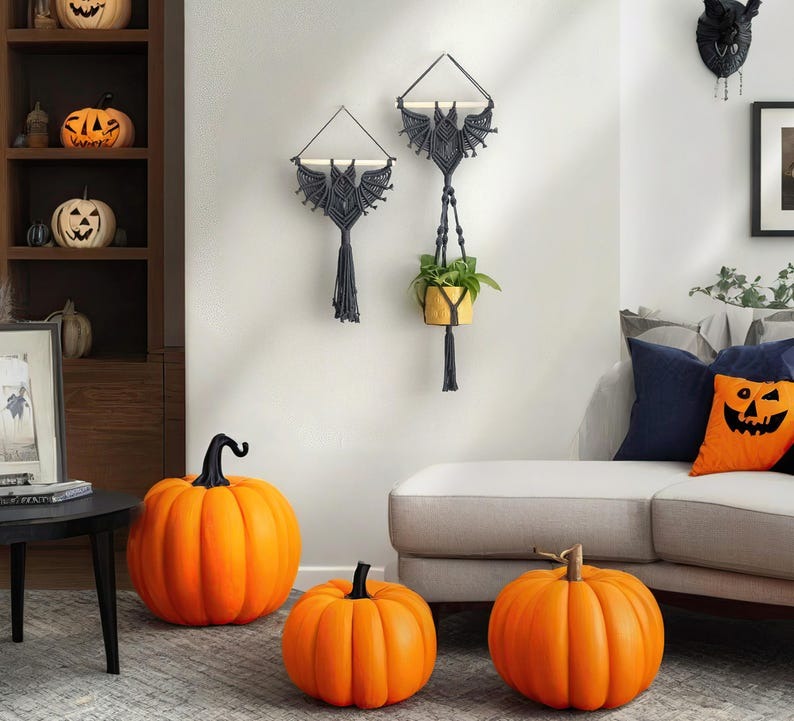 Halloween Macrame Ghost Spooky Wall Hanging for Gothic Deco