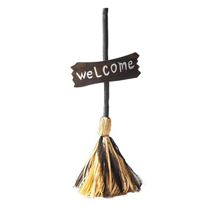 Halloween Animated Witch Broom Light-Up Moving Sound Witch Decor
