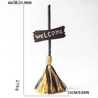 Halloween Animated Witch Broom Light-Up Moving Sound Witch Decor