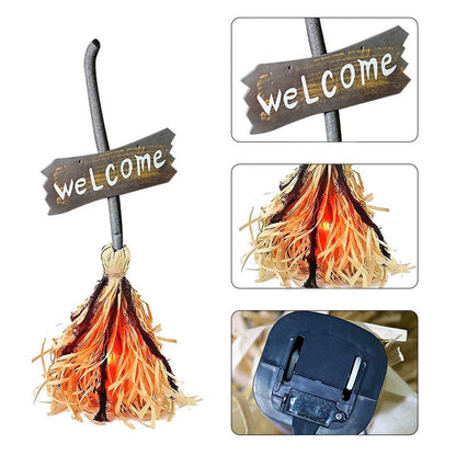 Halloween Animated Witch Broom Light-Up Moving Sound Witch Decor