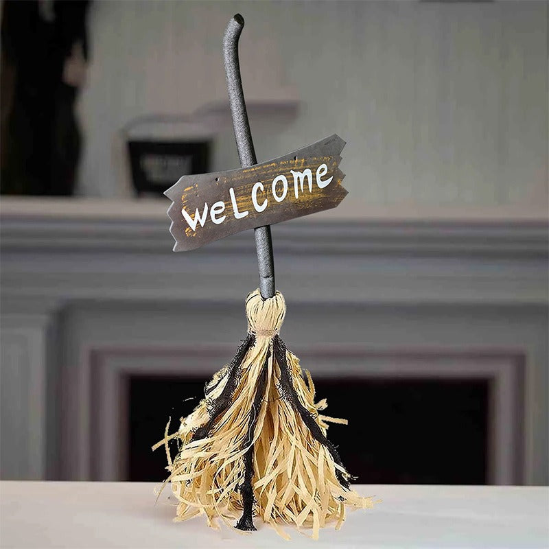 Halloween Animated Witch Broom Light-Up Moving Sound Witch Decor
