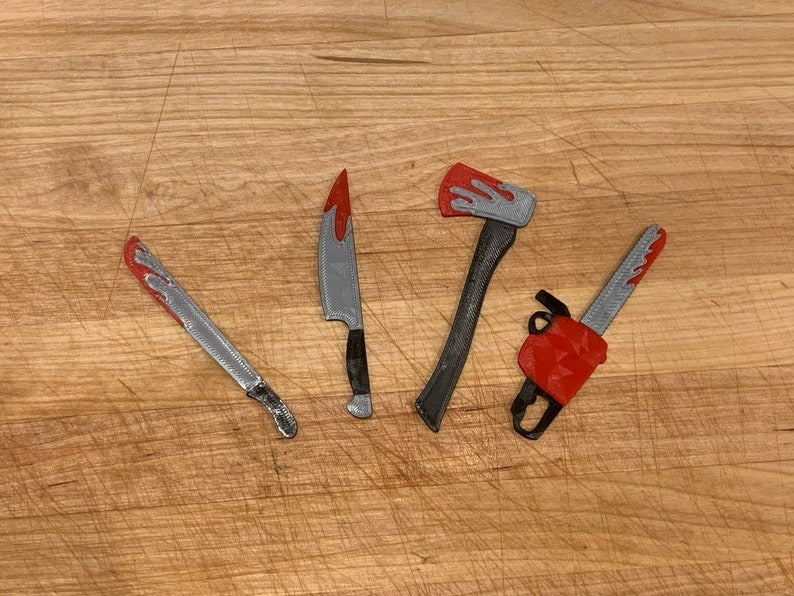 Halloween Plastic toothpicks - Bloody Knife Machete Chainsaw & Axe-20pcs