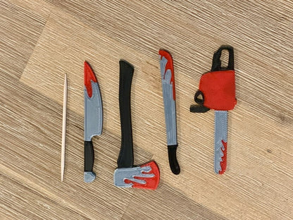 Halloween Plastic toothpicks - Bloody Knife Machete Chainsaw & Axe-20pcs