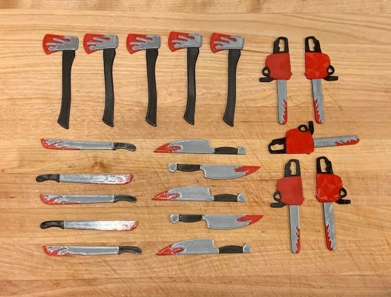 Halloween Plastic toothpicks - Bloody Knife Machete Chainsaw & Axe-20pcs