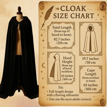 Velvet Hooded Cloak -Vampire Witch Cape Costume