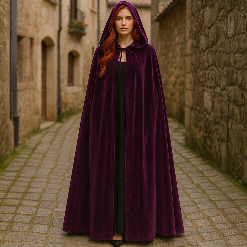 Velvet Hooded Cloak -Vampire Witch Cape Costume