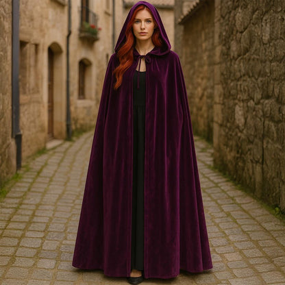 Velvet Hooded Cloak -Vampire Witch Cape Costume