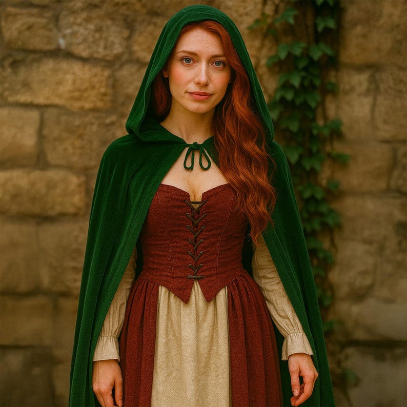 Velvet Hooded Cloak -Vampire Witch Cape Costume