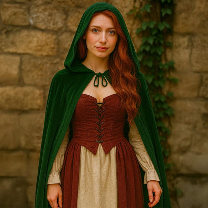 Velvet Hooded Cloak -Vampire Witch Cape Costume
