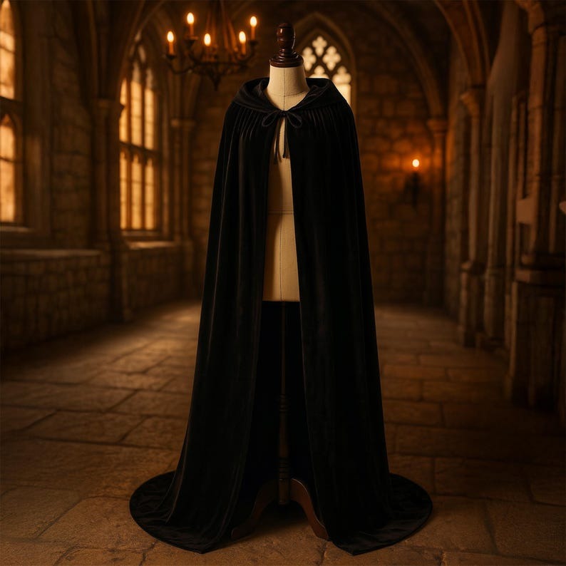 Velvet Hooded Cloak -Vampire Witch Cape Costume
