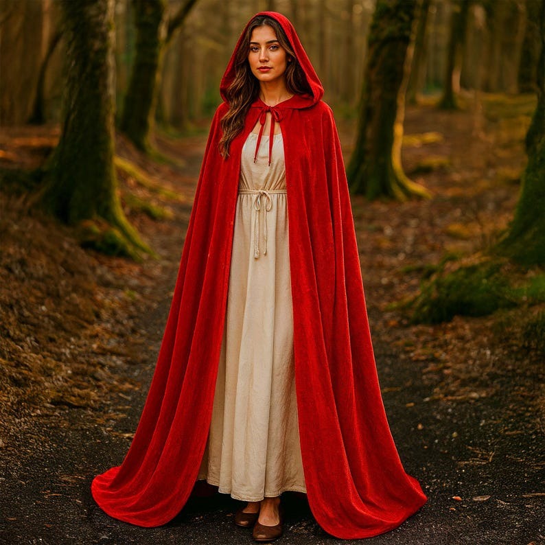 Velvet Hooded Cloak -Vampire Witch Cape Costume