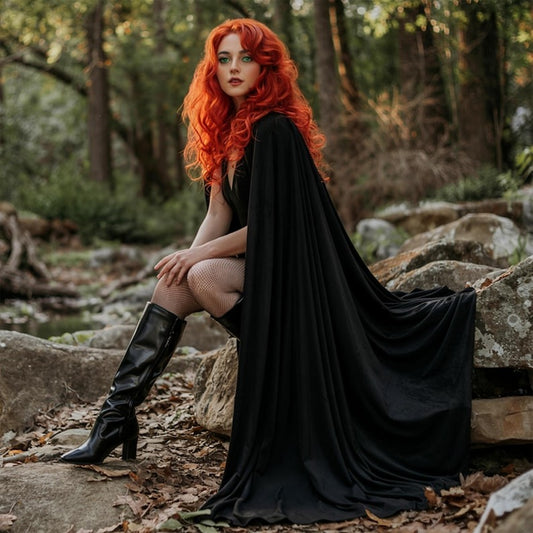 Velvet Hooded Cloak -Vampire Witch Cape Costume