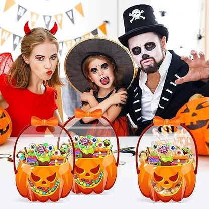 Halloween Favor Bags Transparent Pumpkin Sealed Pouches-40pcs