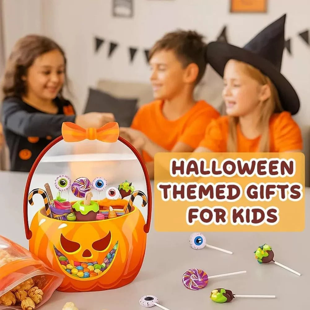 Halloween Favor Bags Transparent Pumpkin Sealed Pouches-40pcs